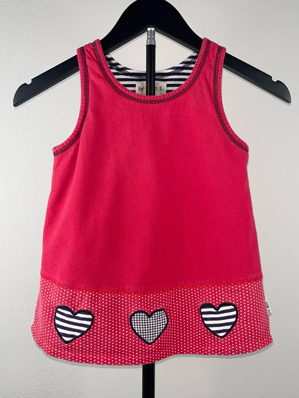 Gymboree 2000s Rainbow Tag Hearts Applique Tank Vintage Dress, Small